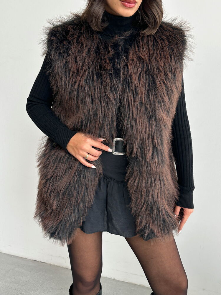 Topshow Faux Fur Women's Wholesale Vest – Soft Touch - Black | F2038