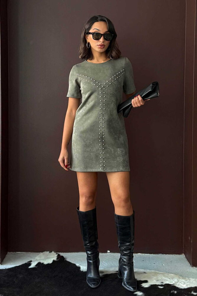 Rochie Topshow Drop Suede, en-gros - Kaki | f2039