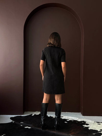 Rochie Topshow Drop Suede, en-gros - Negru | F2039