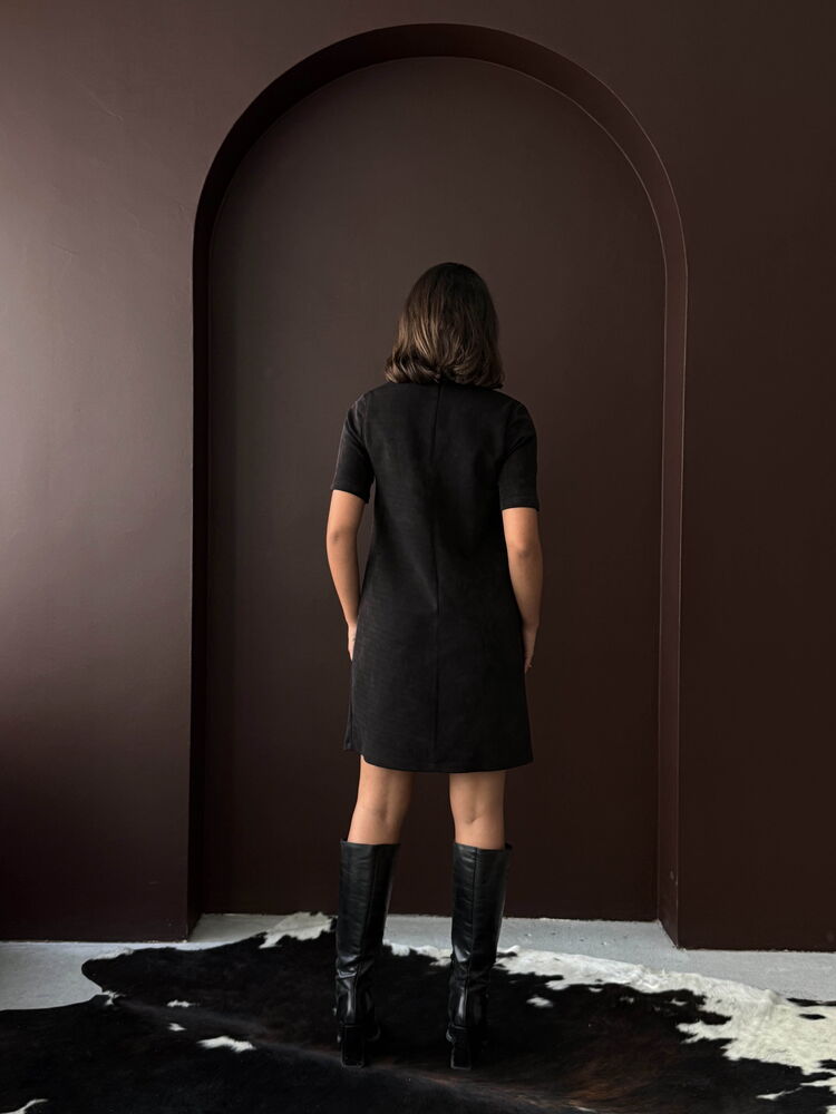 Rochie Topshow Drop Suede, en-gros - Negru | F2039