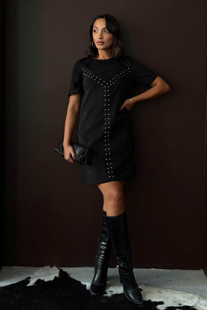 Rochie Topshow Drop Suede, en-gros - Negru | F2039