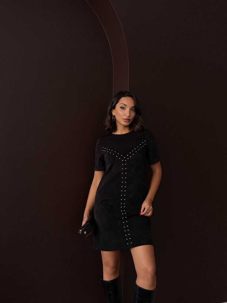 Rochie Topshow Drop Suede, en-gros - Negru | F2039