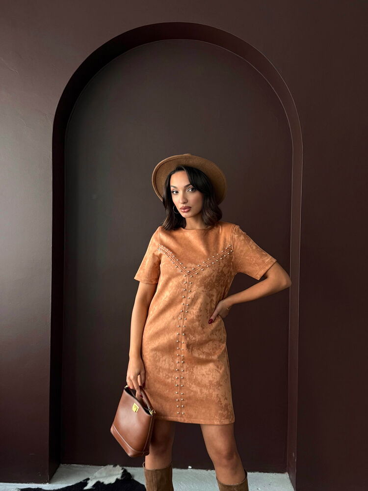 Rochie Topshow Drop Suede, en-gros - Bej | F2039