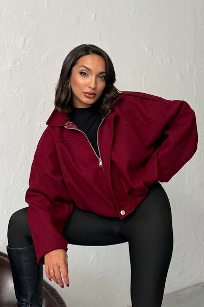 Topshow Kaşe Toptan Mont - Bordo | F2047