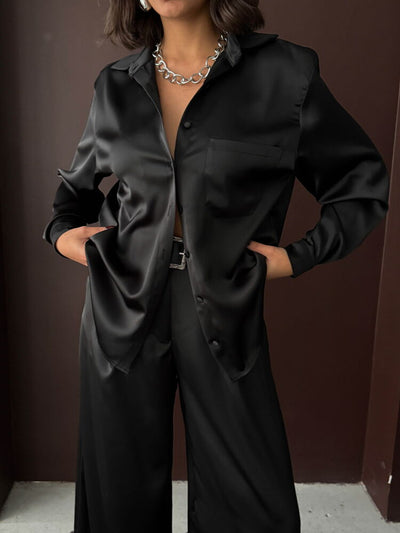 Cămașă din satin Topshow - Negru
