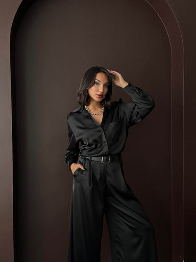 Cămașă din satin Topshow - Negru
