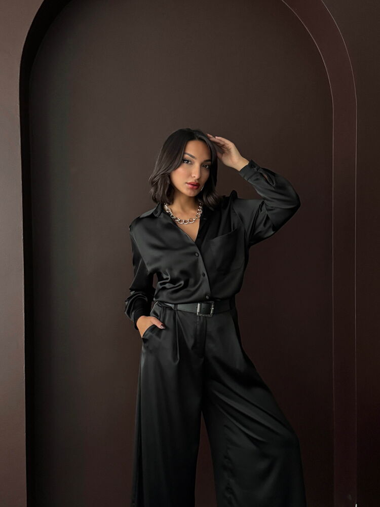 Cămașă din satin Topshow - Negru