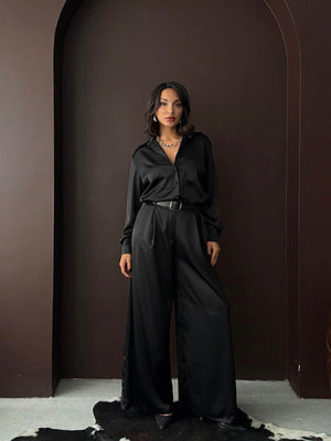 Cămașă din satin Topshow - Negru