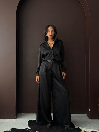 Cămașă din satin Topshow - Negru