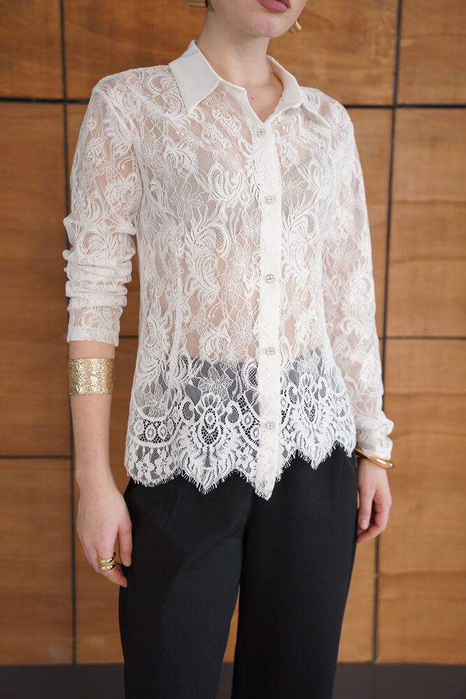Wholesale Lace Shirt - Cream | F2073 - Topshow