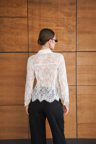 Wholesale Lace Shirt - Cream | F2073 - Topshow