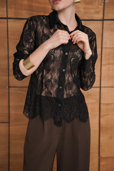 Lace Wholesale Shirt - Black | F2073 - Topshow