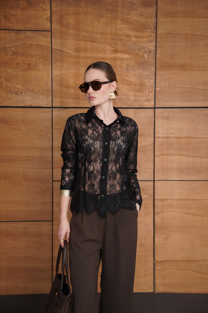 Lace Wholesale Shirt - Black | F2073 - Topshow