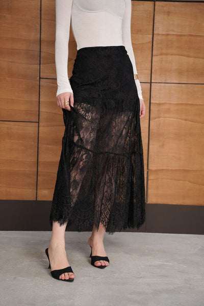 Ruffled Lace Skirt - Black | F2074 - Topshow