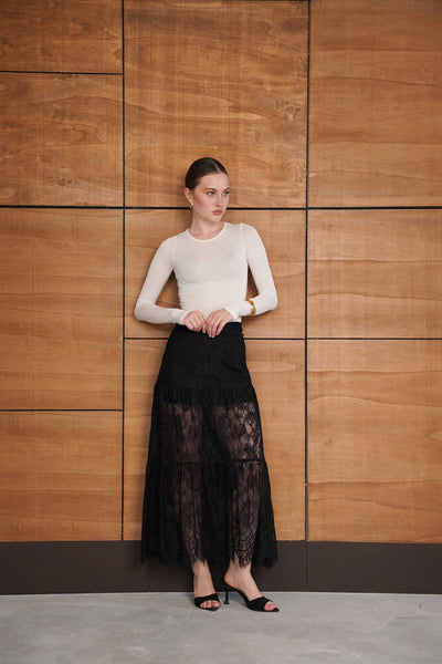 Ruffled Lace Skirt - Black | F2074 - Topshow