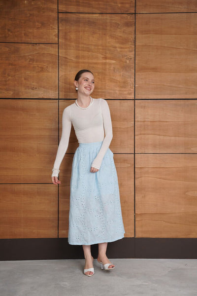 Embroidered Long Skirt - Blue | F2080 - Topshow