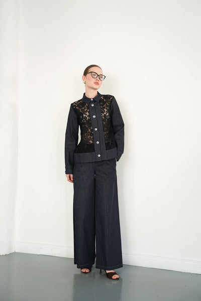 Pantaloni din denim en-gros - Bleumarin | F2090 - Topshow