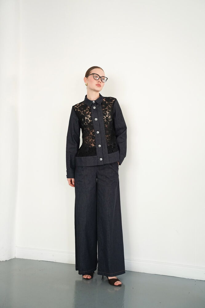 Pantaloni din denim en-gros - Bleumarin | F2090 - Topshow