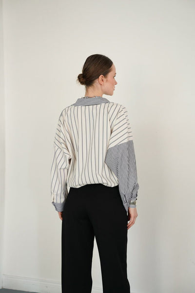 Wholesale Shirt with Cross Stitch from Neck to Hem - Stone Black | F2094 - Topshow