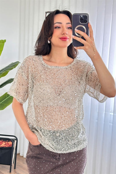 Bluza de Toptan Piatra cu Paiete Stralucitoare