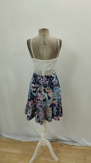 Top cu bretele și decolteu în V pentru femei, fustă din dantelă, rochie mini Supreme, 27468