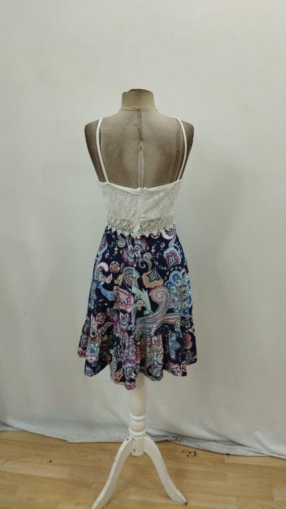 Top cu bretele și decolteu în V pentru femei, fustă din dantelă, rochie mini Supreme, 27468
