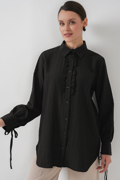 Tunica lunga cu volan 5953 - Negru