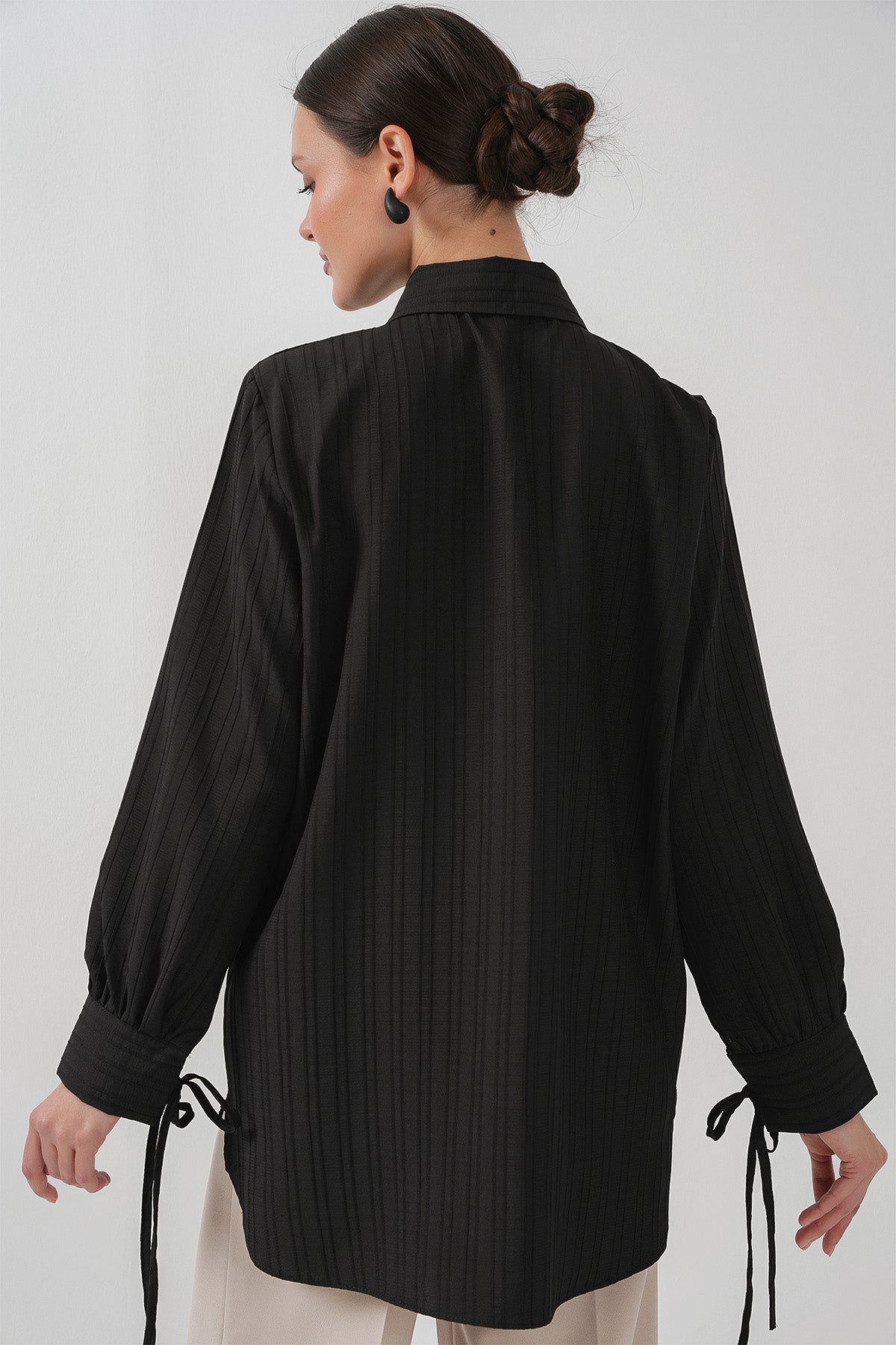 Tunica lunga cu volan 5953 - Negru