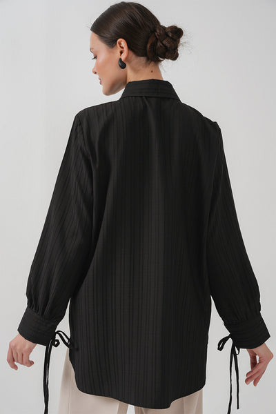 Tunica lunga cu volan 5953 - Negru