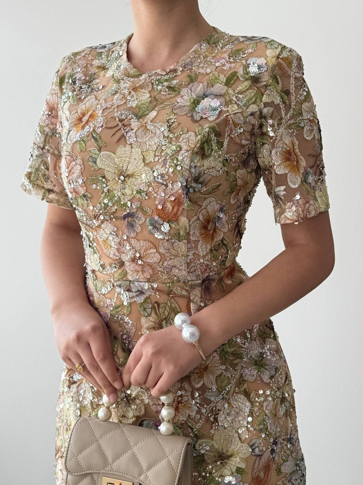 Flowes Rochie cu Detalii din Pietre de Cristal