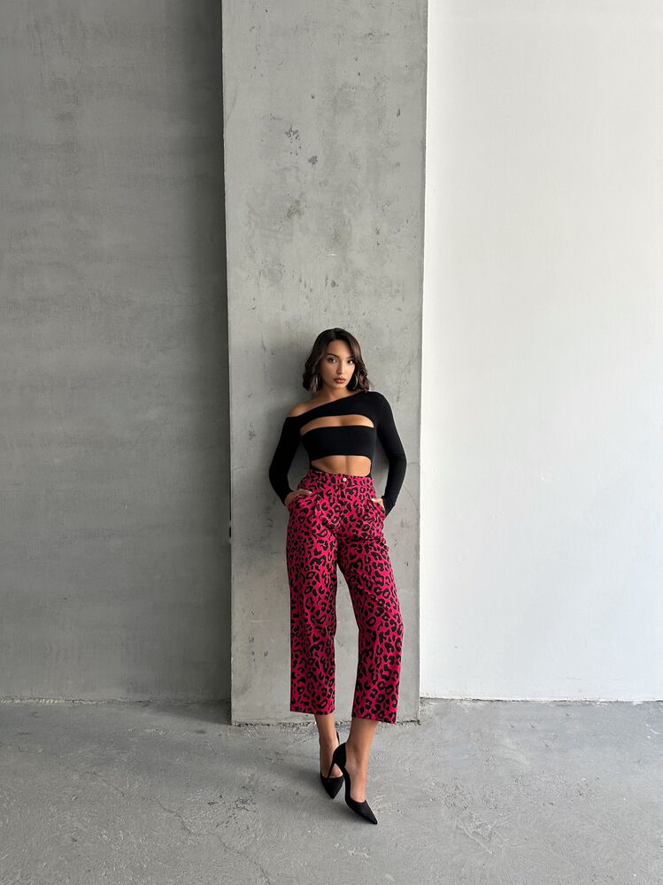 Pantaloni cu imprimeu en-gros - Fujya Negru