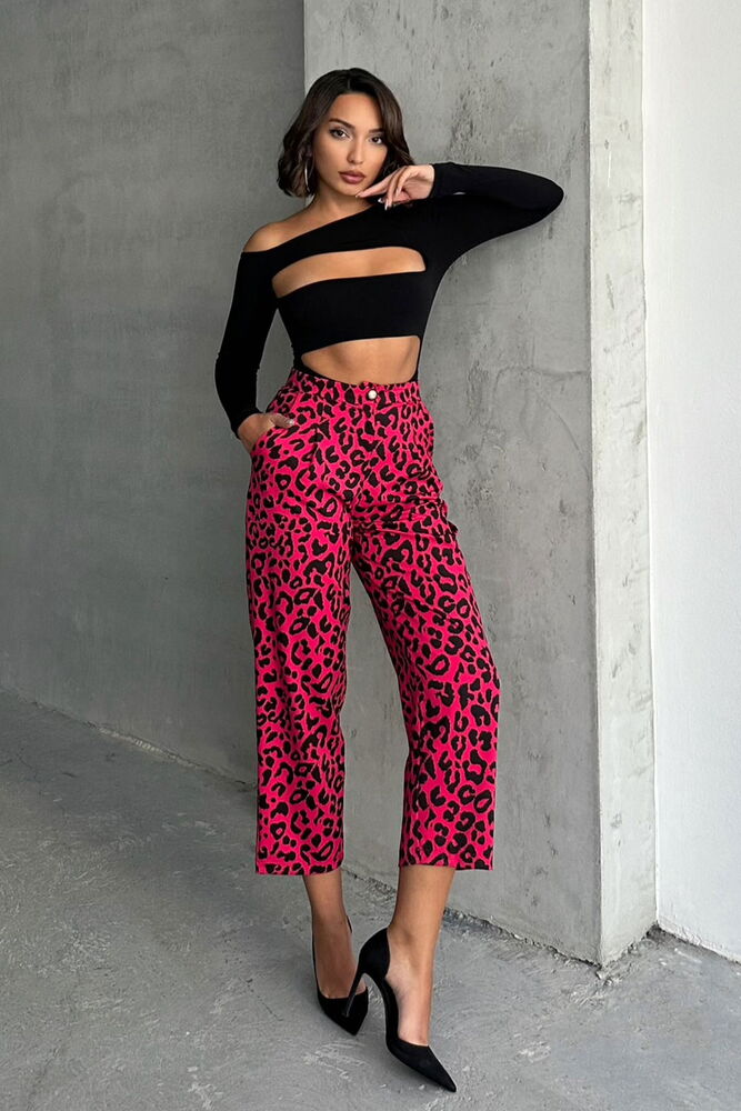 Pantaloni cu imprimeu en-gros - Fujya Negru