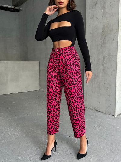 Pantaloni cu imprimeu en-gros - Fujya Negru