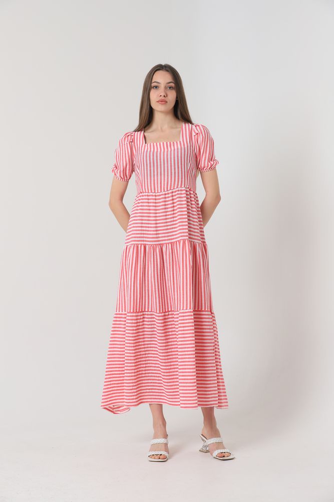 Rochie lungă cu dungi fuchsia Topshow, en-gros
