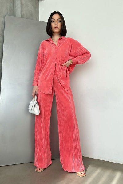 Topshow Fuchsia Pleated Wholesale Trousers