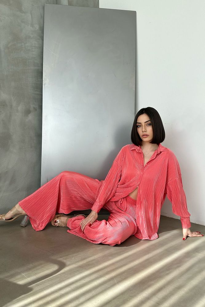 Topshow Fuchsia Pleated Wholesale Trousers