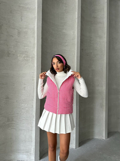 Vestă gonflabilă en-gros cu umplutură din fibră, model Pitikale - fuchsia