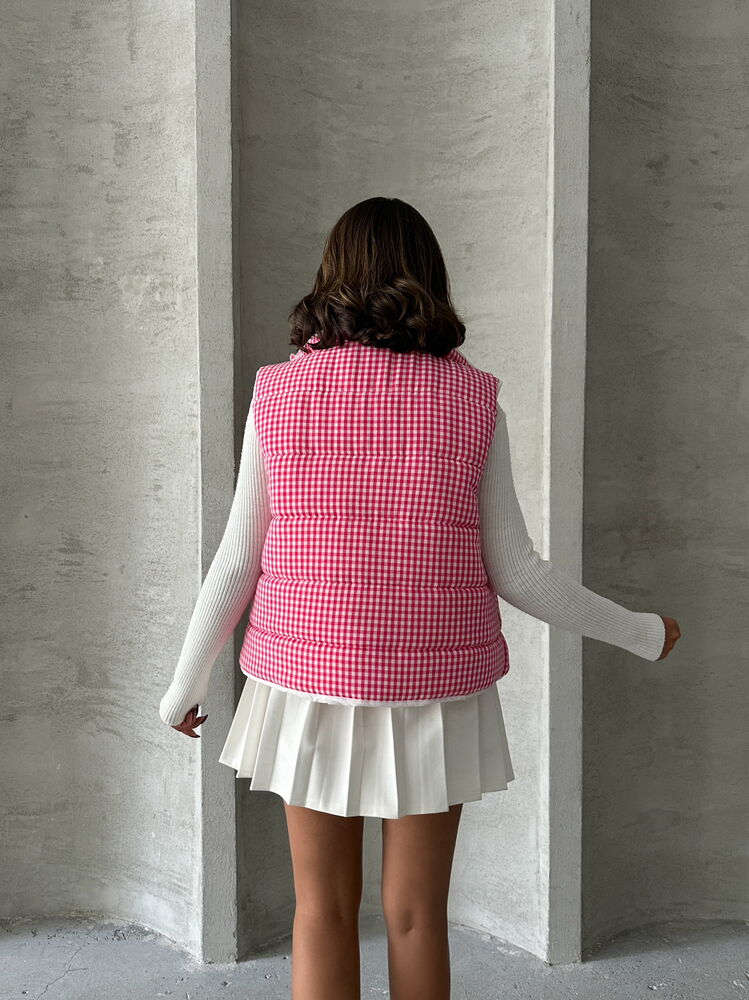 Vestă gonflabilă en-gros cu umplutură din fibră, model Pitikale - fuchsia
