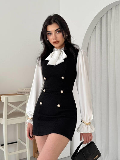 Galafi Yakalı Mini Elbise