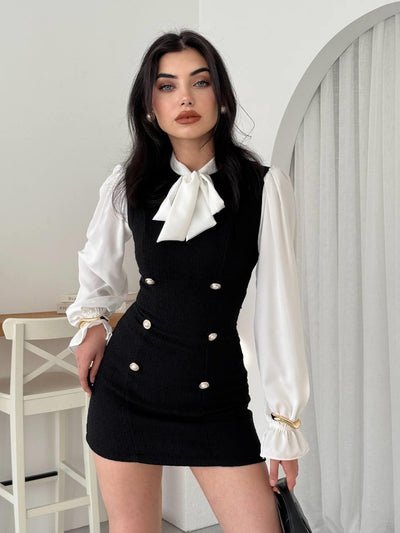 Galafi Yakalı Mini Elbise