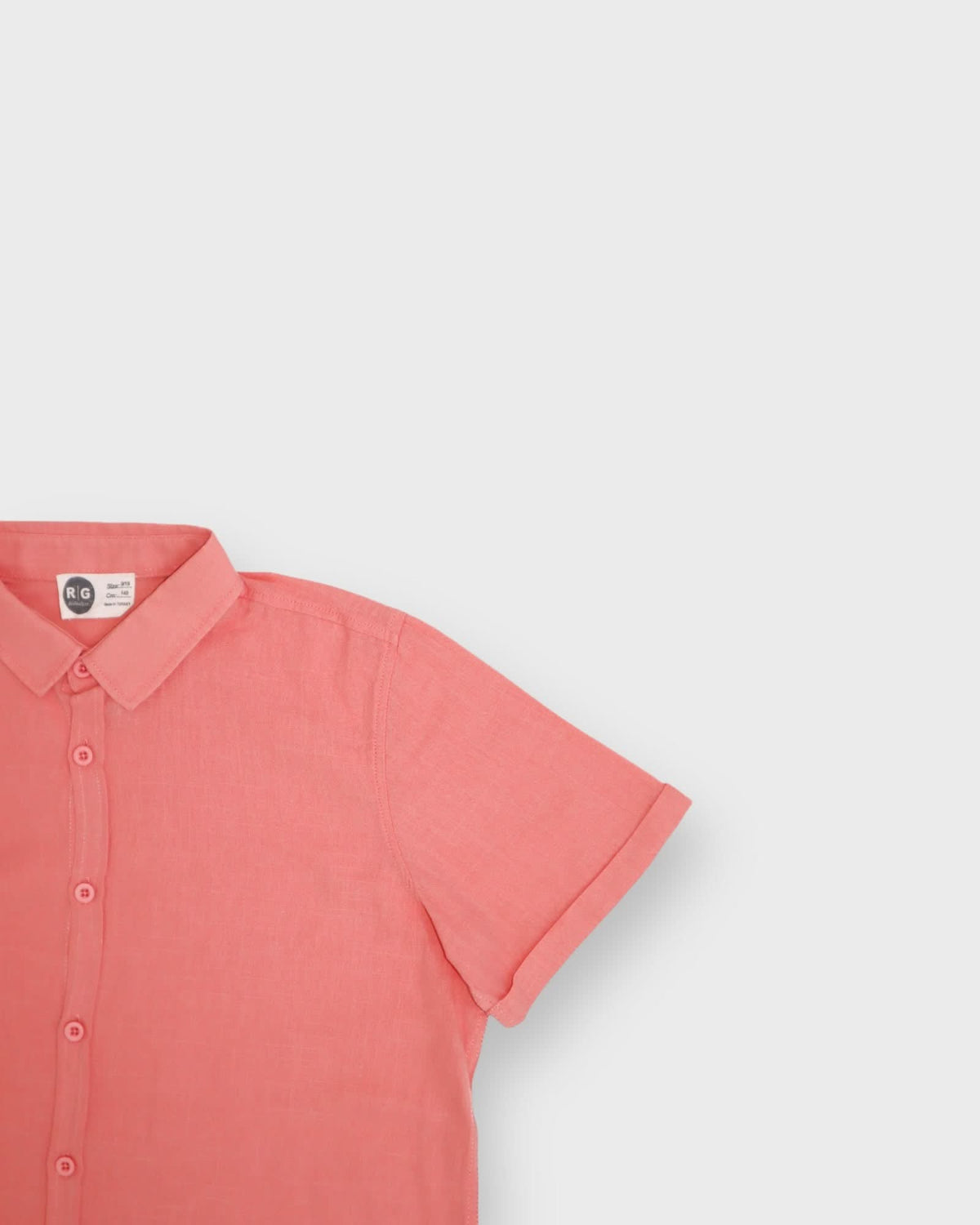 Genç Keten Kısa Kollu Gömlek | 9–15 Yaş | RG Brand | RG3387 - BEYAZ