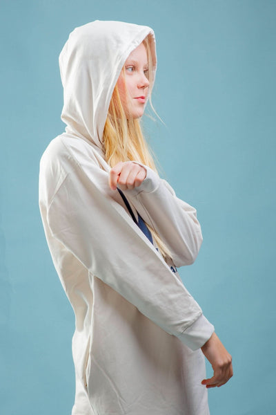Genç Önü Baskılı Kapüşonlu Ve Arkası Yırtmaçlı Sweat Elbise | 9–15 Yaş | RG Brand | RG3366 - TAŞ