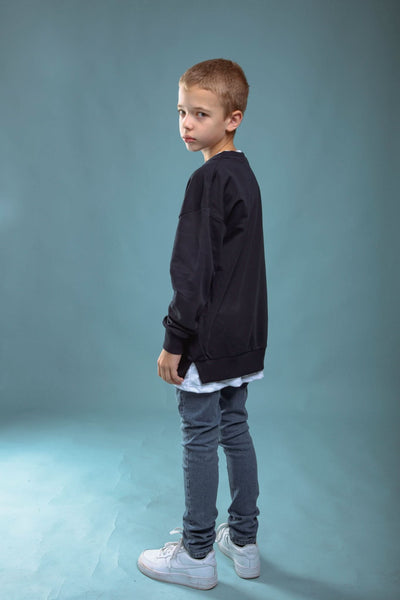 Genç Önü Baskılı Parça Detaylı Sweatshirt | 9–15 Yaş | RG Brand | RG3369 - HAKİ