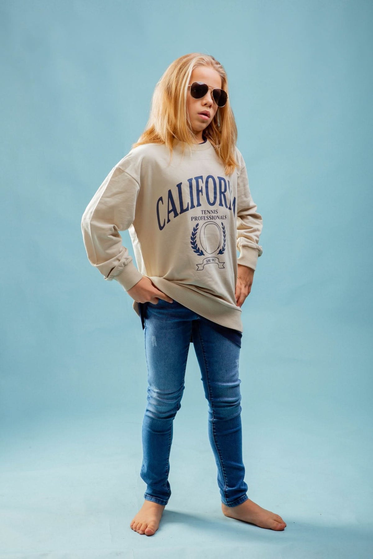 Genç Önü Baskılı Parça Detaylı Sweatshirt | 9–15 Yaş | RG Brand | RG3369 - KİREMİT