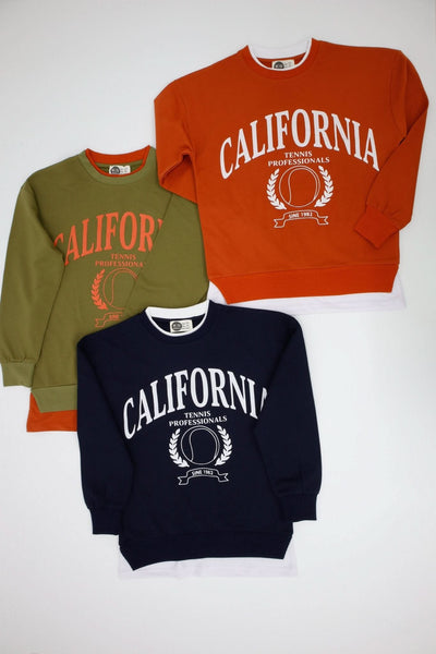 Genç Önü Baskılı Parça Detaylı Sweatshirt | 9–15 Yaş | RG Brand | RG3369 - KİREMİT