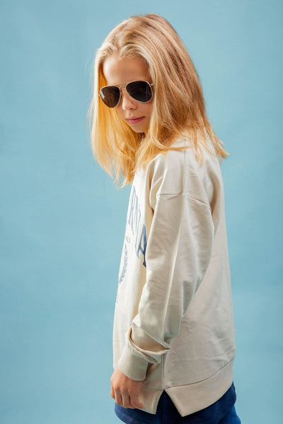 Genç Önü Baskılı Parça Detaylı Sweatshirt | 9–15 Yaş | RG Brand | RG3369 - KİREMİT