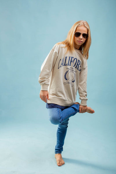 Genç Önü Baskılı Parça Detaylı Sweatshirt | 9–15 Yaş | RG Brand | RG3369 - HAKİ