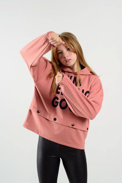 Genç Unisex Kapüşonlu Önden Baskılı Sweatshirt | 9–15 Yaş | RG Brand | RG3261 - PEMBE