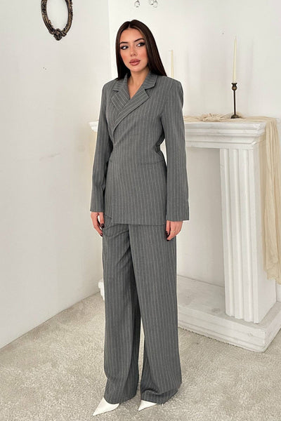 Gri Blazer Ceket Pantolon Takım
