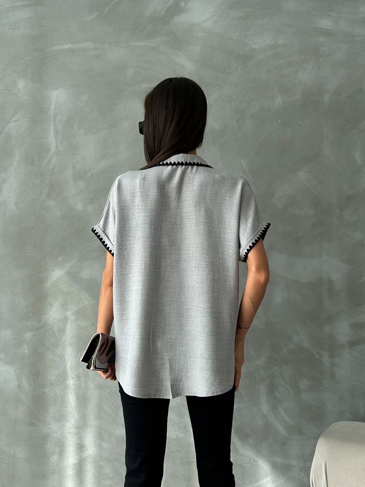 Topshow Grey Shepherd-Stitched Linen Wholesale Shirt